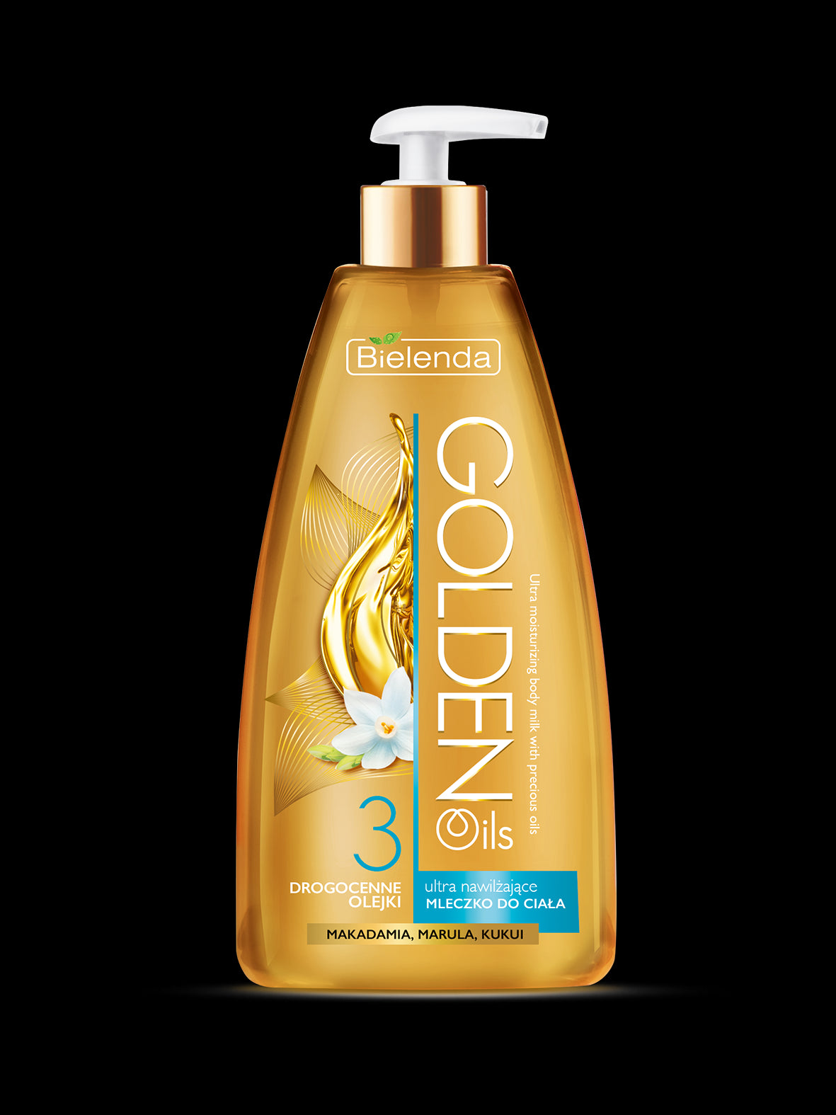 GOLDEN OILS - Ultra moisturizing body milk with precious oils, 250 ml capacity.