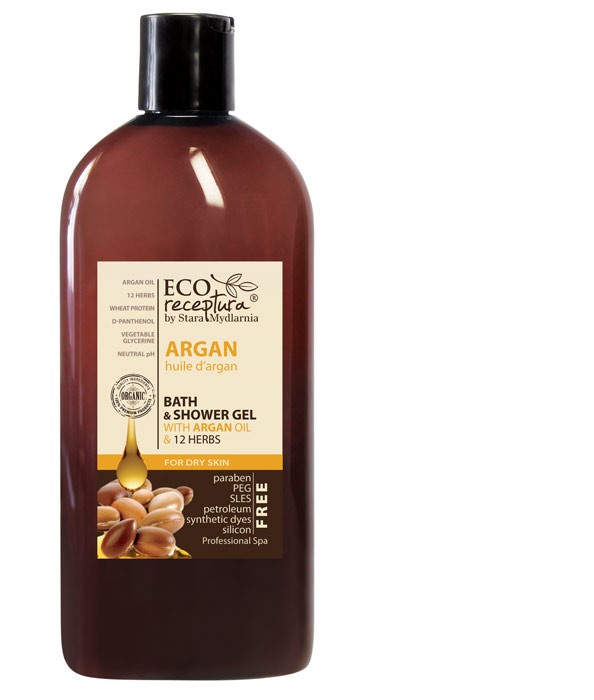 Eco recipe Argan - Bath gel, 500 ml capacity.