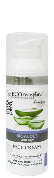 Eco receptura Bioaloes - krem do twarzy z aloesem 25%, poj. 50 ml.