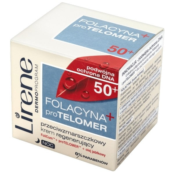 Folacyna proTelomer 50+ przeciwzmarszczkowy krem regenerujący na noc, poj. 50 ml.