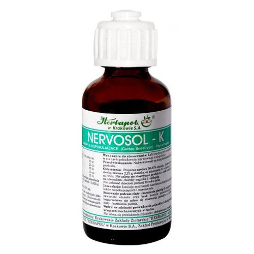 Nervosol K drops, 35 ml capacity.
