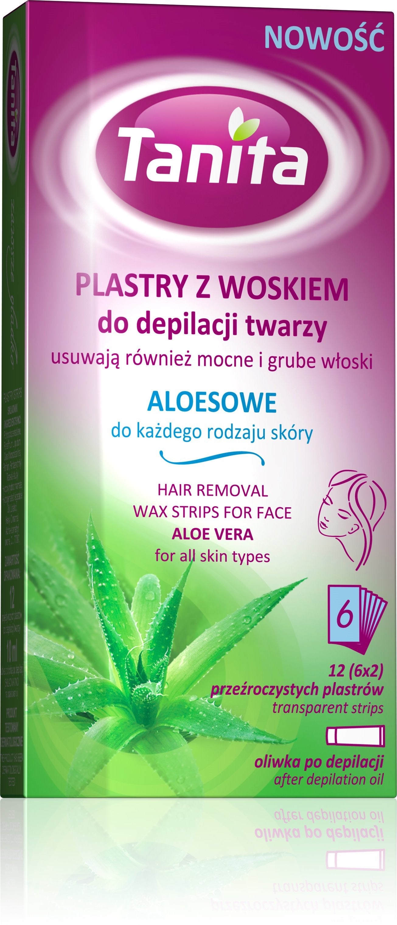 TANITA - Aloesowe plastry z woskiem do depilacji twarzy
