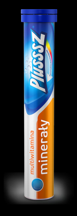 Plusssz - Minerały+Multiwitamina, Actilease, tabletki musujące, smak pomarańczowo- grejpfrutowy, 20 szt.