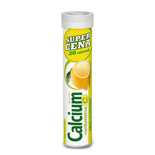 Calcium + witamina C, tabletki musujące, smak cytrynowy, 20 szt.