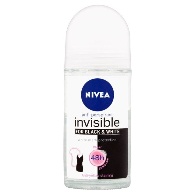 Nivea Invisible For Black & White 48h CLEAR (różowy) - antyperspirant, roll-on, poj. 50 ml.