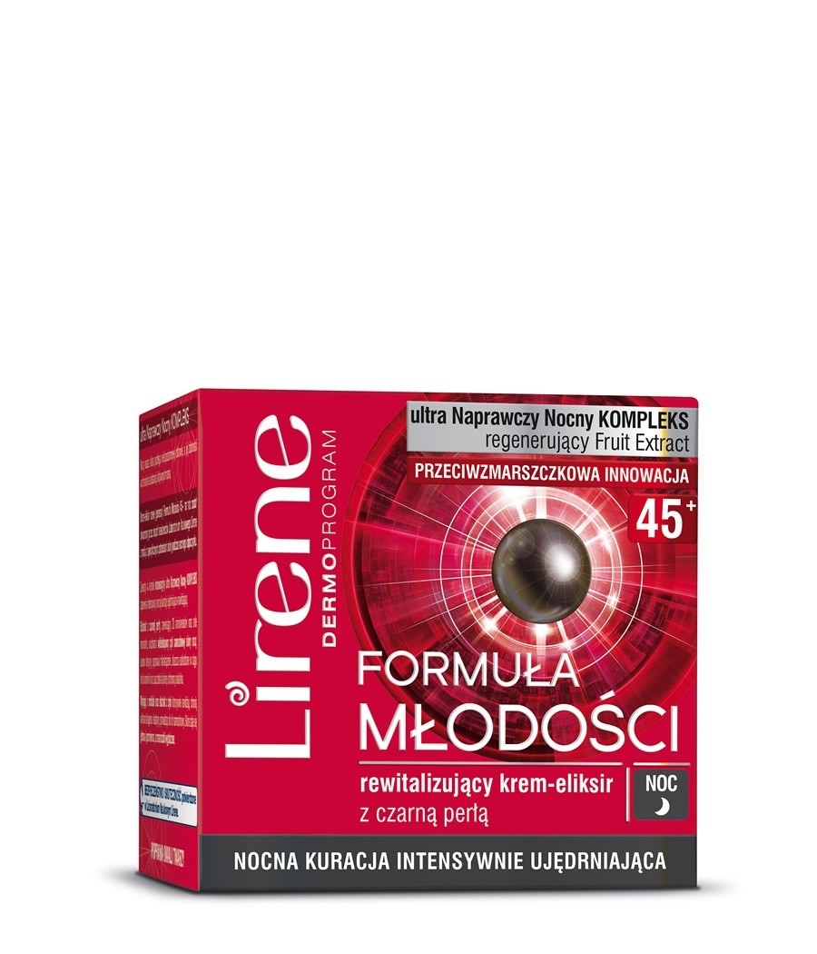 Formuła Młodości 45+, rewitalizujący krem-eliksir z czarną perłą na noc, poj. 50 ml.