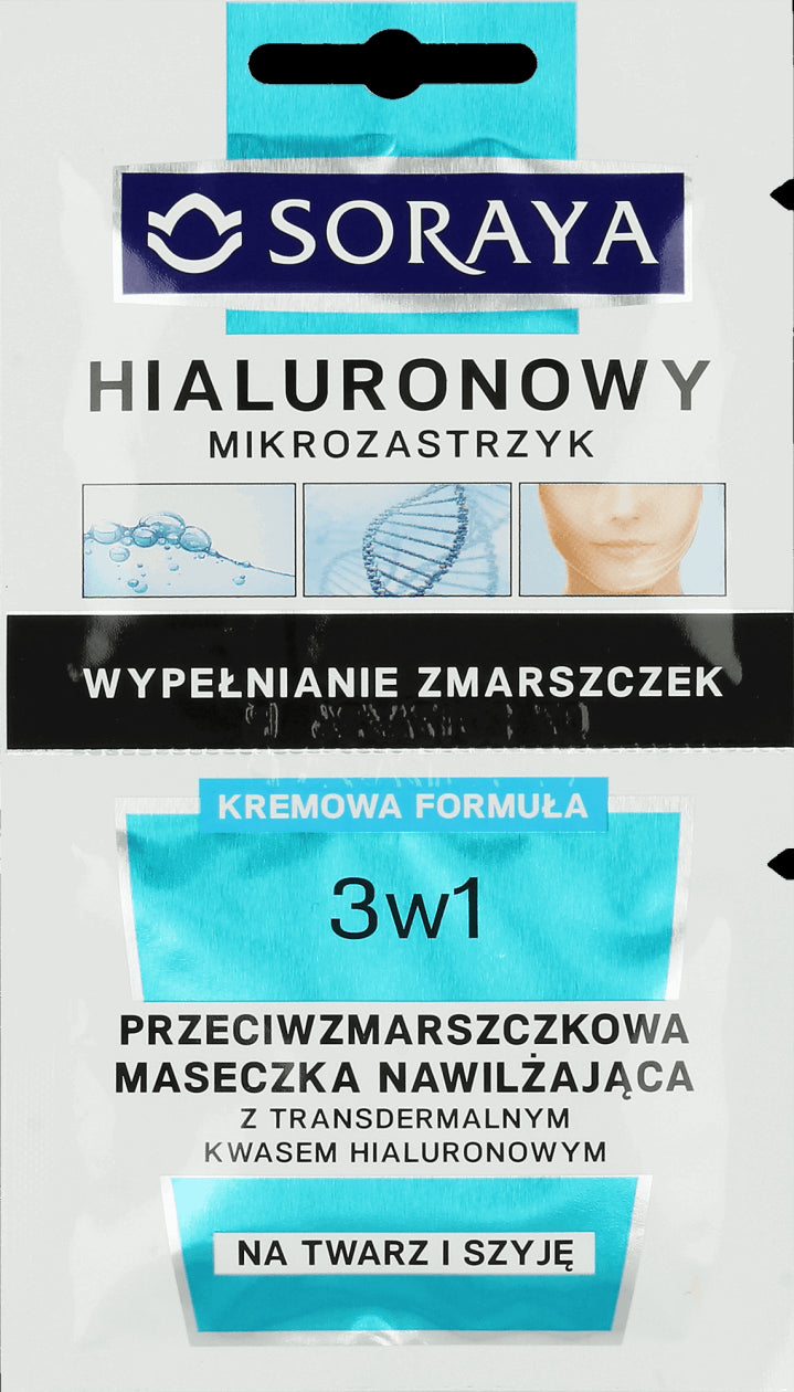 Hialuronowy Mikrozastrzyk - przeciwzmarszczkowa maseczka nawilżająca 3w1, poj. 10 ml.