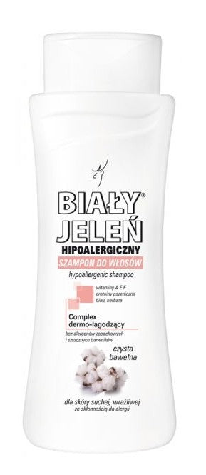 Hypoallergenic shampoo WHITE JELEŃ with pure cotton, volume 300 ml.