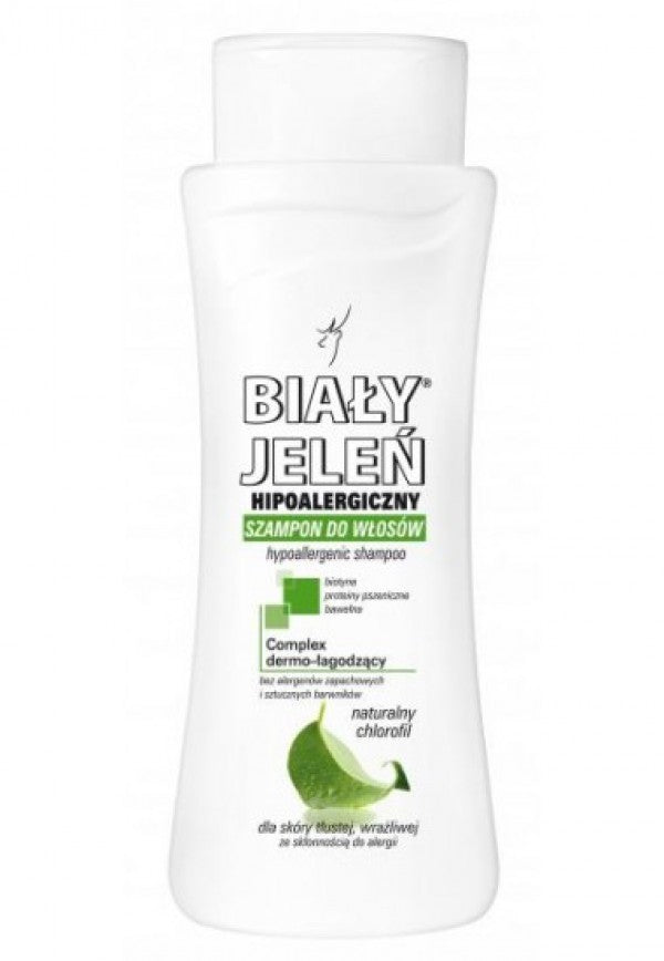 Hypoallergenic shampoo WHITE JELEŃ with natural chlorophyll, volume 300 ml.