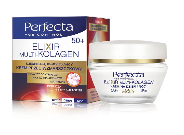 Perfecta Elixir Multi-Kolagen - krem przeciwzmarszczkowy ujędrniająco-modelujący na dzień i noc 50+, poj. 50 ml.