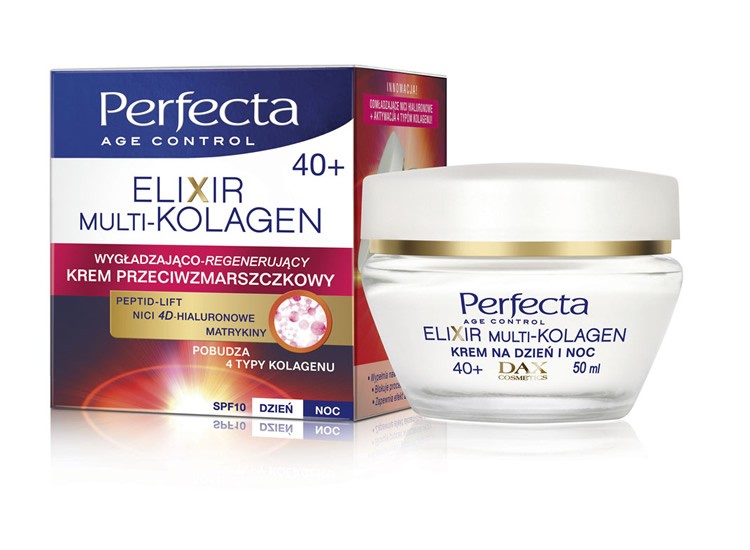 Perfecta Elixir Multi-Kolagen - krem przeciwzmarszczkowy wygładzająco-regenerujący na dzień i noc 40+, poj. 50 ml.