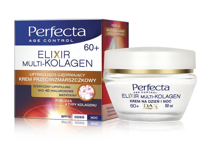 Perfecta Elixir Multi-Kolagen - Krem przeciwzmarszczkowy liftingująco-ujędrniający na dzień i noc 60+, poj. 50 ml.