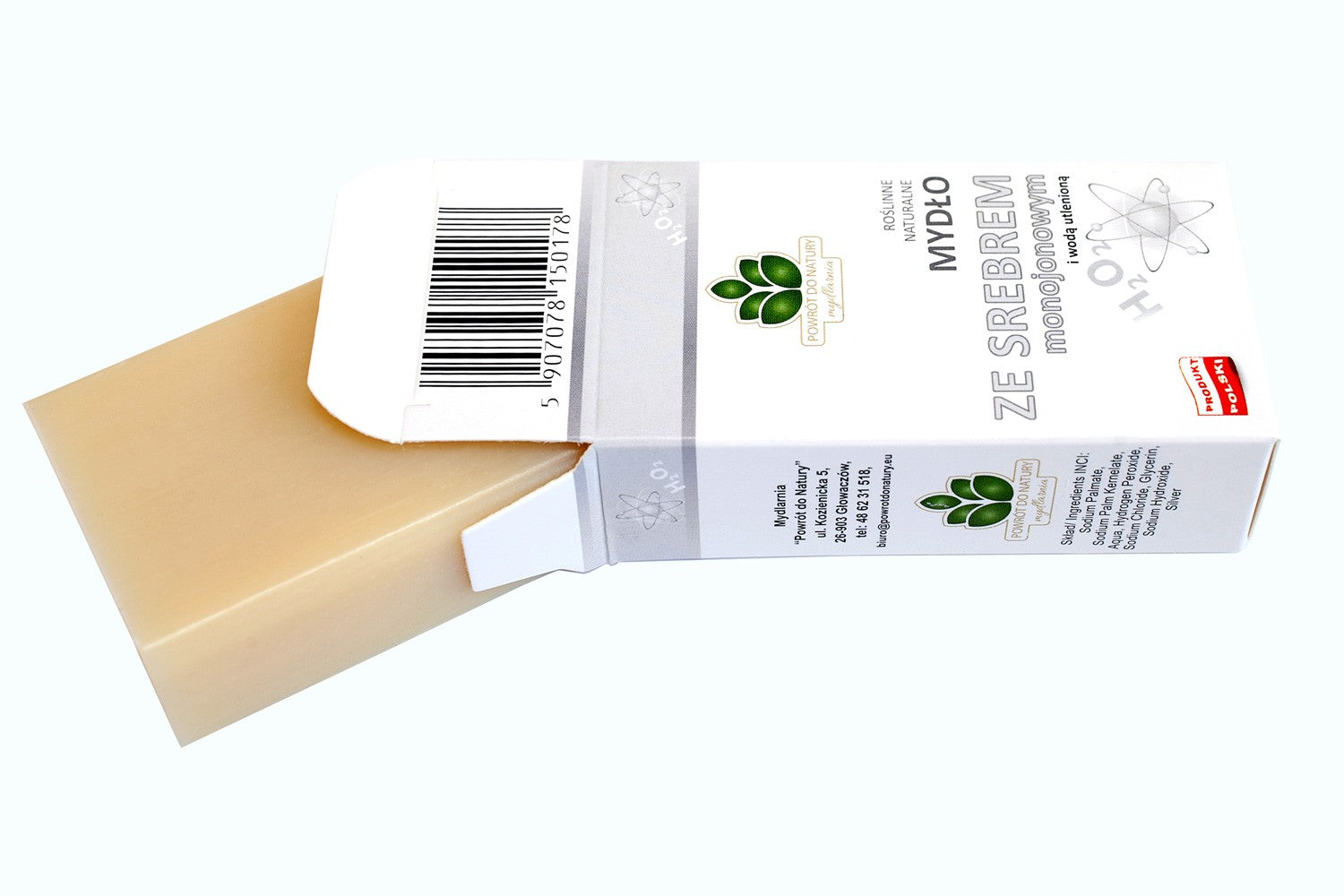 Naturalne mydło ze srebrem monojonowym i wodą utlenioną (H2O2) 100% roślinne, 100 g