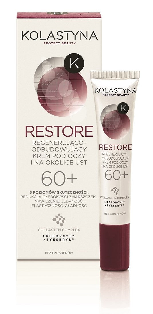 Kolastyna Restore - regenerująco-odbudowujący krem pod oczy i na okolice ust 60+, poj. 15 ml.