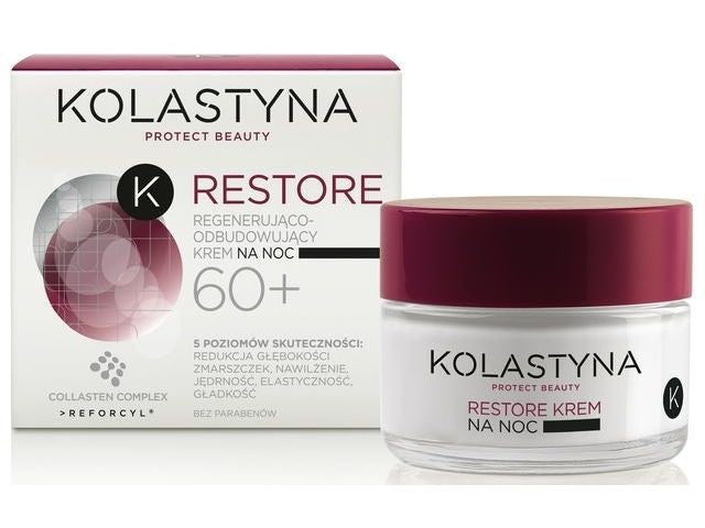 Kolastyna Restore - regenerująco-odbudowujący krem na noc 60+, poj. 50 ml.