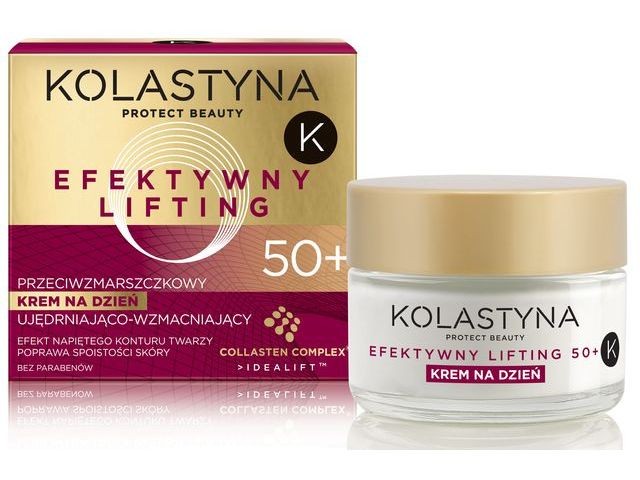 Kolastyna Efektywny Lifting - przeciwzmarszczkowy krem na dzień ujędrniająco-wzmacniający 50+, poj. 50 ml.