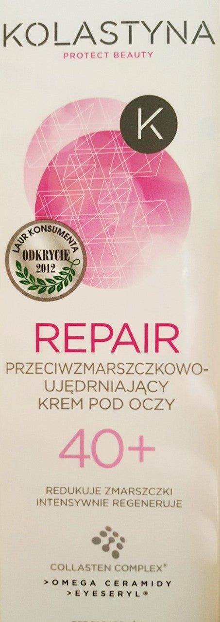Kolastyna Repair - przeciwzmarszczkowo-ujędrniający krem pod oczy 40+, poj. 15 ml
