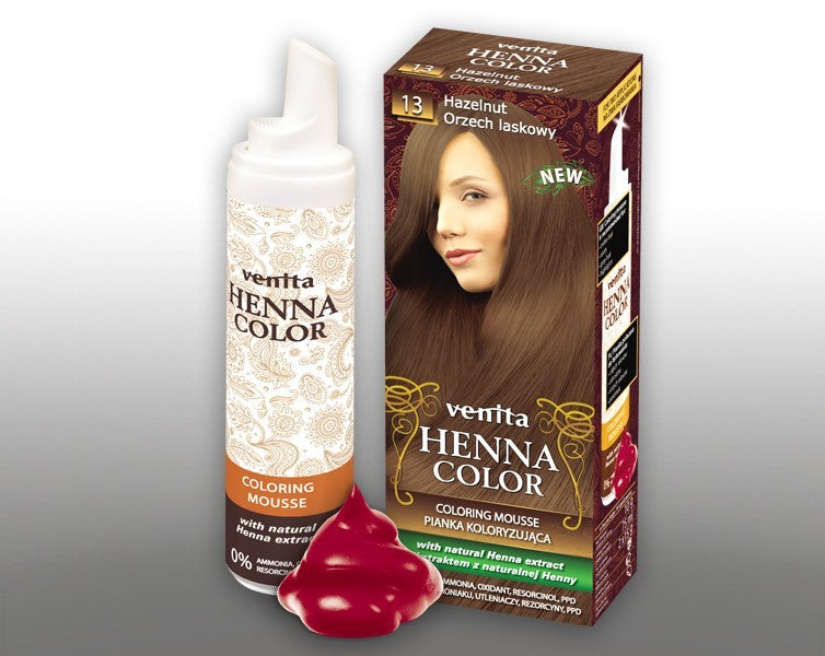 Henna Color - pianka koloryzująca do włosów No 13, orzech laskowy