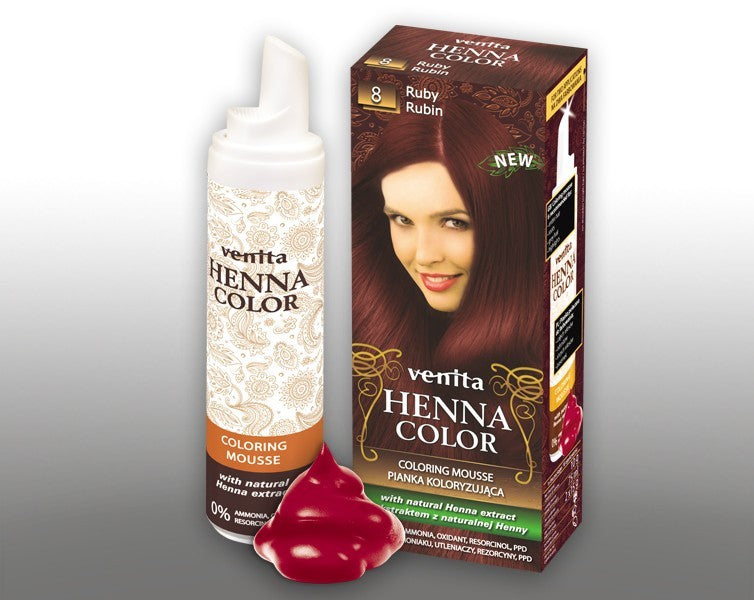 Henna Color - pianka koloryzująca do włosów No 8, rubin