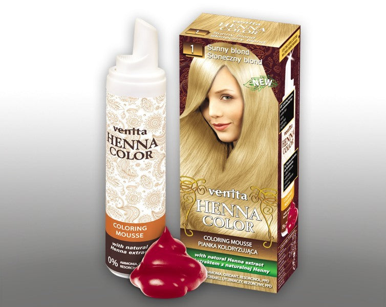 Henna Color - pianka koloryzująca do włosów No 1, słoneczny blond