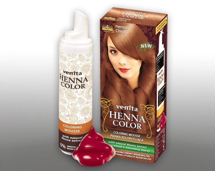 Henna Color - pianka koloryzująca do włosów No 4, chna (henna)