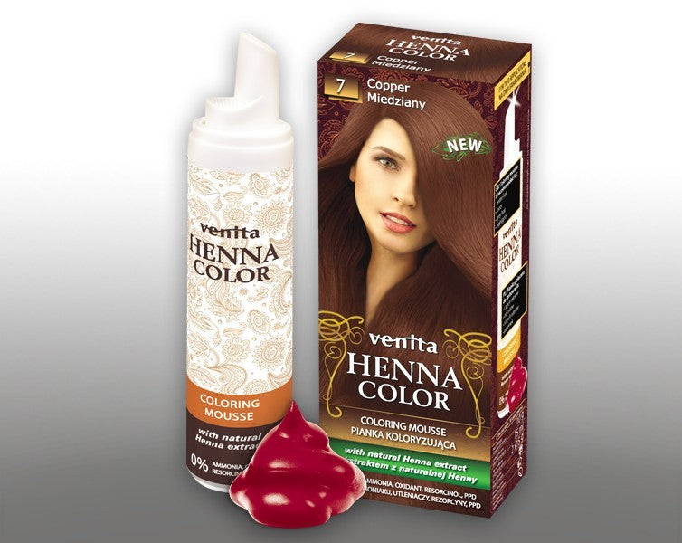 Henna Color - pianka koloryzująca do włosów No 7, miedziany