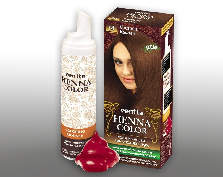 Henna Color - pianka koloryzująca do włosów No 14, kasztan