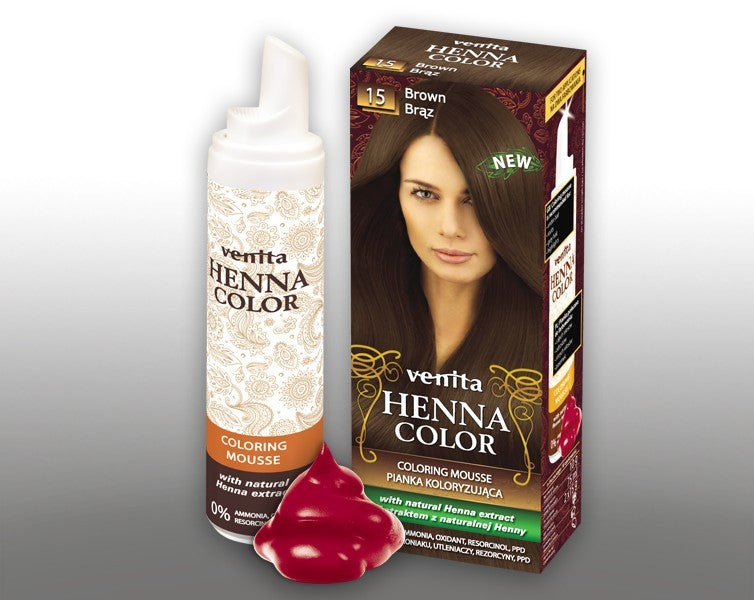 Henna Color - pianka koloryzująca do włosów No 15, brąz