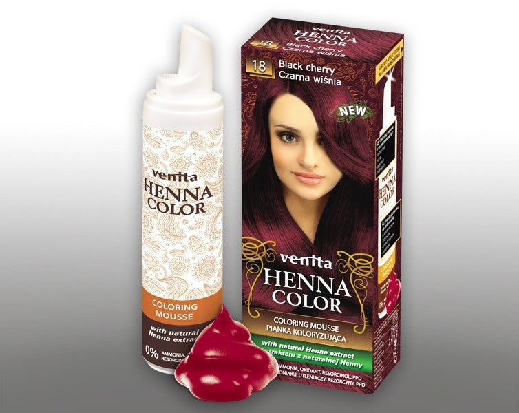 Henna Color - pianka koloryzująca do włosów No 18, czarna wiśnia