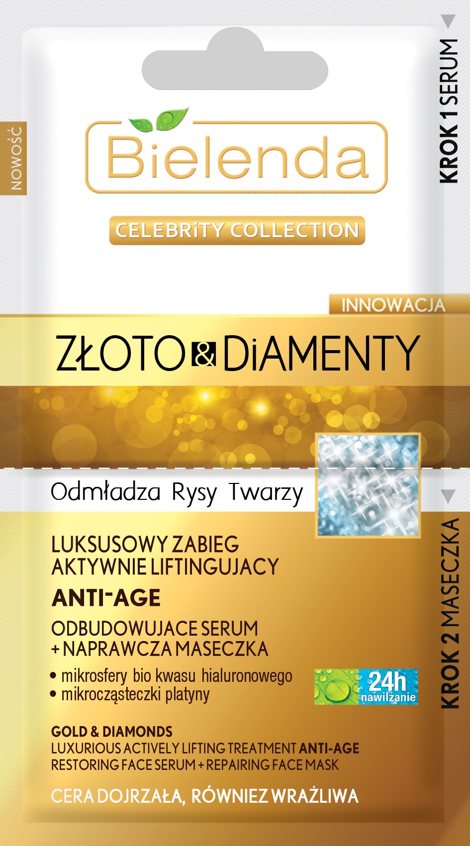 Celebrity Collection Złoto & Diamenty - luksusowy zabieg aktywnie liftingujący ANTI-AGE, poj. 2 x 5 g