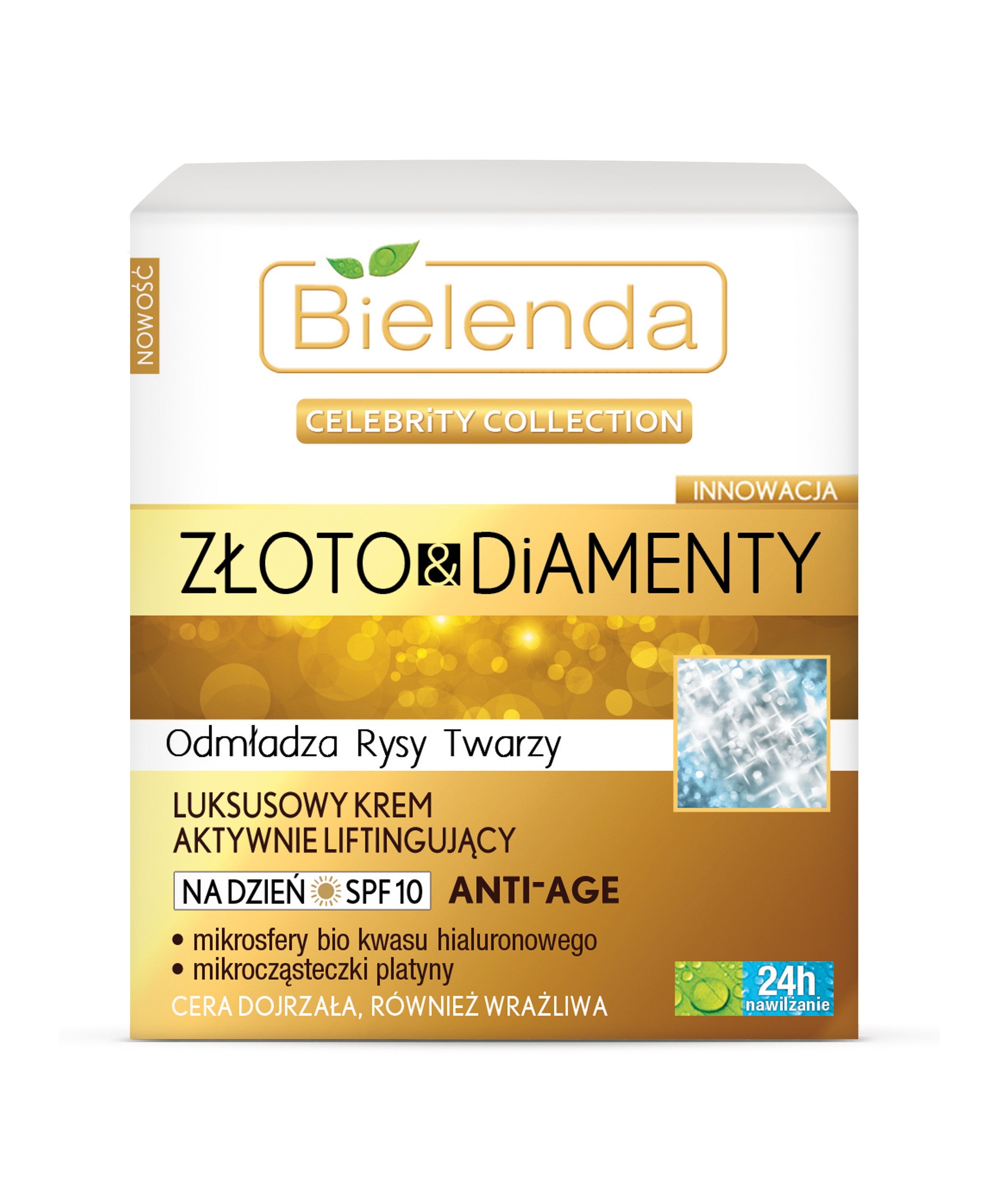 Celebrity Collection Złoto & Diamenty Luksusowy krem aktywnie liftingujący na dzień SPF 10 ANTI-AGE, poj. 50 ml.