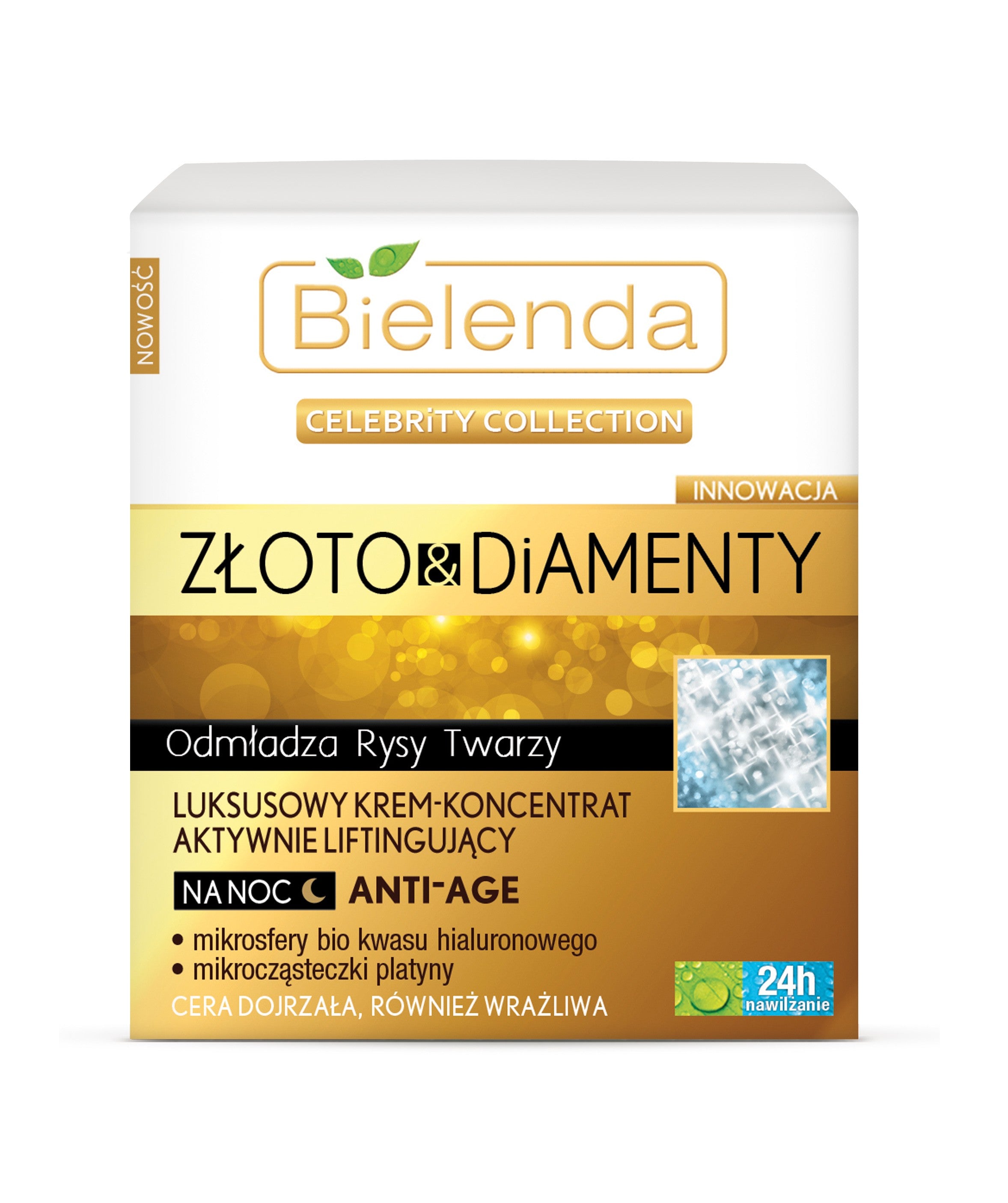Celebrity Collection Złoto & Diamenty - luksusowy krem-koncentrat aktywnie liftingujący na noc ANTI-AGE, poj. 50 ml.