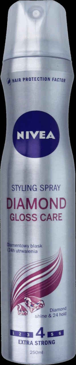 NIVEA Diamond Gloss Care hairspray, extra-strong, 250 ml capacity