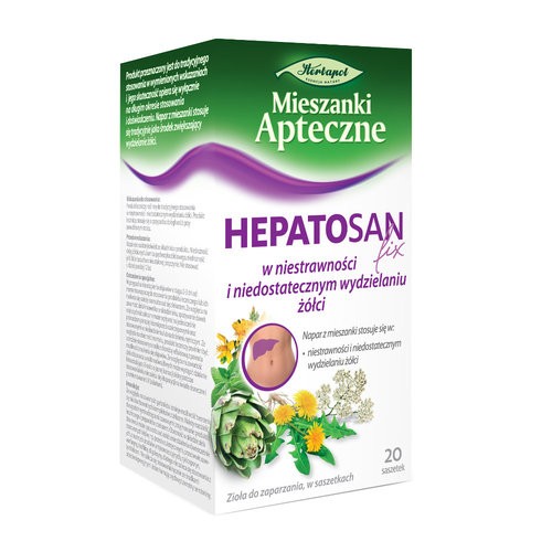 HEPATOSAN fix - w niestrawności i niedostatecznym wydzielaniu żółci, poj. 20 saszetek x 2 g.