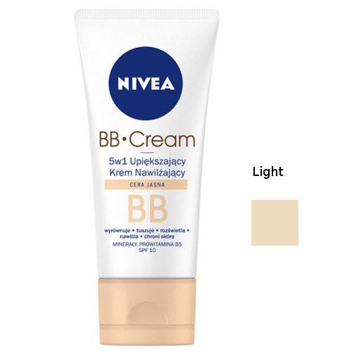 NIVEA BB Cream, 5w1 - upiększający krem nawilżający, cera jasna, SPF 10, poj. 50 ml
