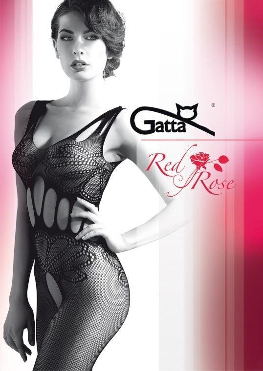 Red Rose w.04 - rajstopy fantazyjne typu fishnet (bodystocking)