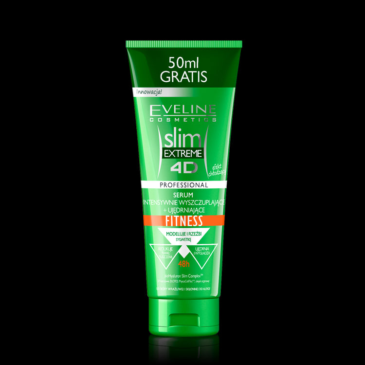 Eveline Slim Extreme 4D - intensive slimming + firming fitness serum, 250 ml capacity.