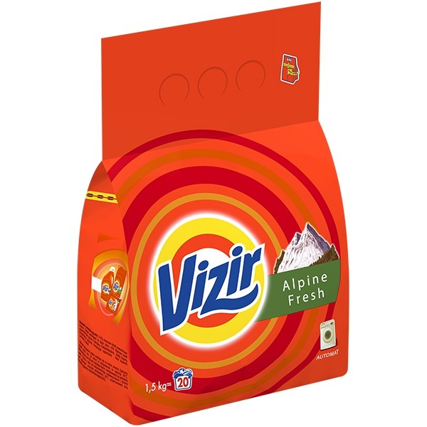 Vizir Alpine Fresh - skoncentrowany proszek do prania białych i jasnych tkanin, poj. 1,5 kg (20 prań)