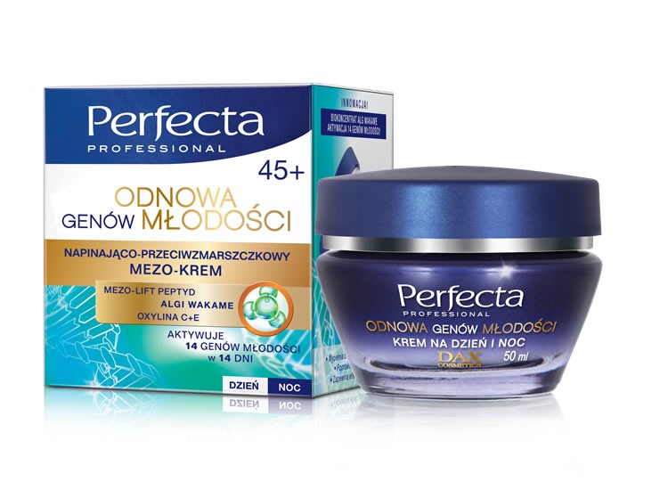 Perfecta Odnowa Genów Młodości - mezo-krem napinająco-przeciwzmarszczkowy na dzień i noc 45+, poj. 50 ml