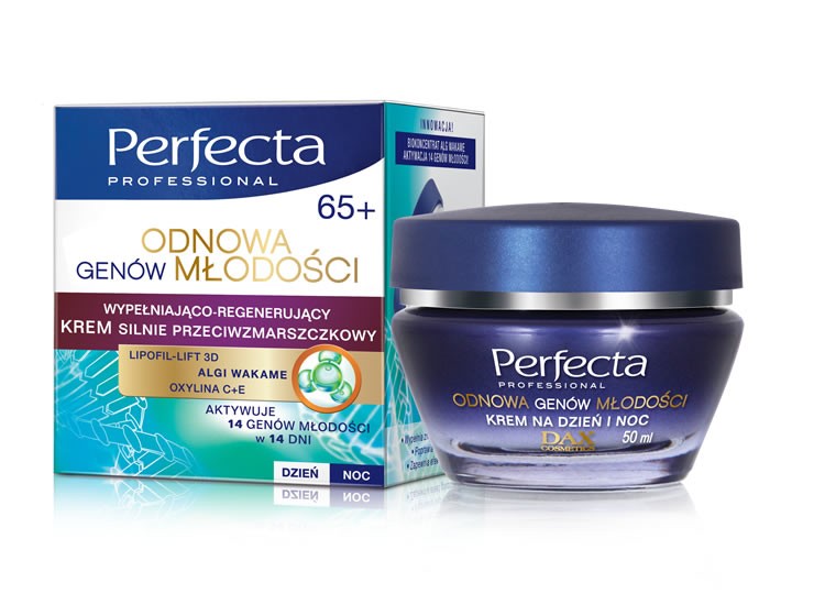 Perfecta Odnowa Genów Młodości - krem silnie przeciwzmarszczkowy wypełniająco-regenerujący na dzień i noc 65+, poj. 50 ml