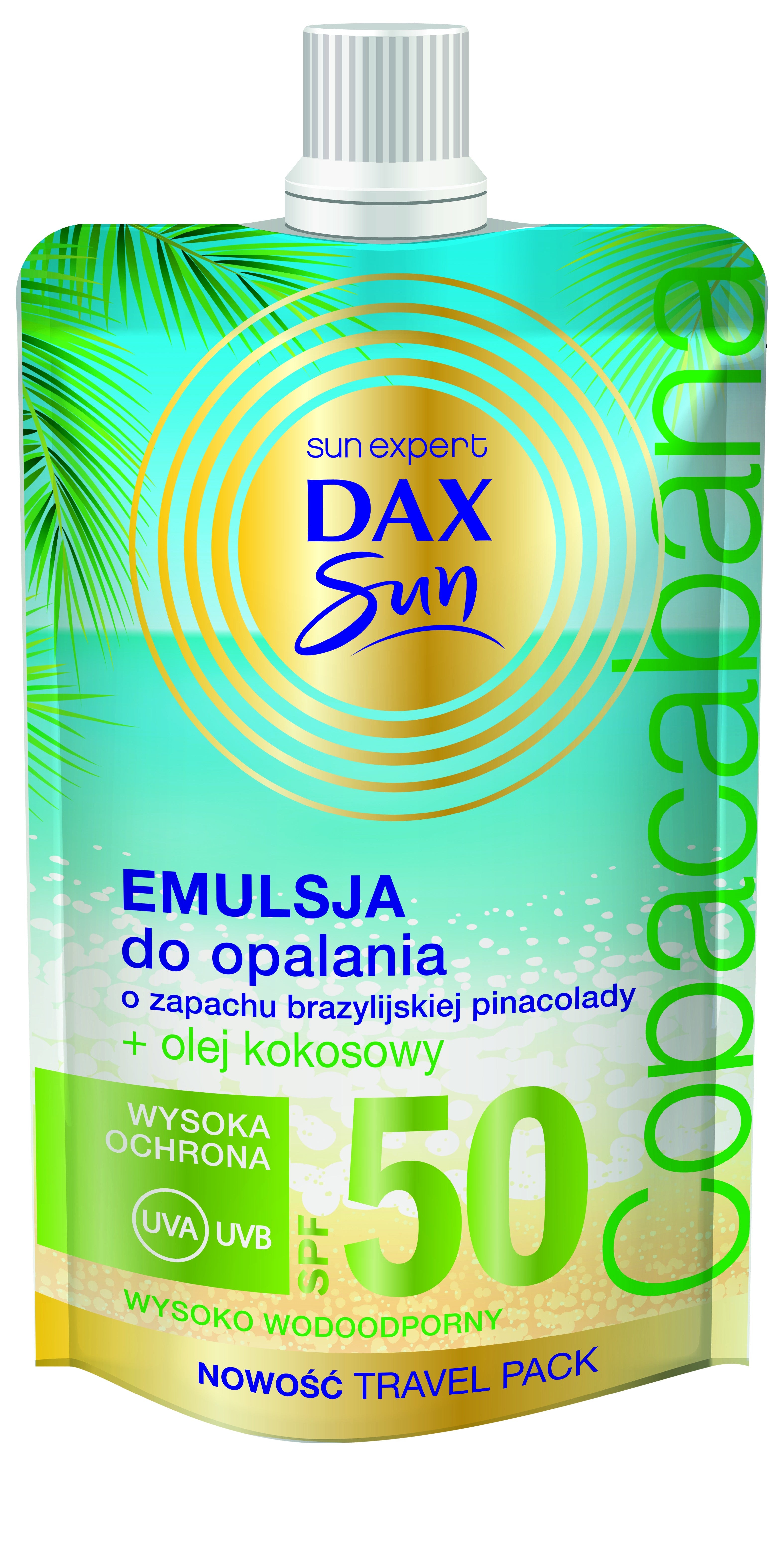 Dax Sun - emulsja do opalania o zapachu brazylijskiej pinacolady SPF 50 COPACABANA, poj. 50 ml