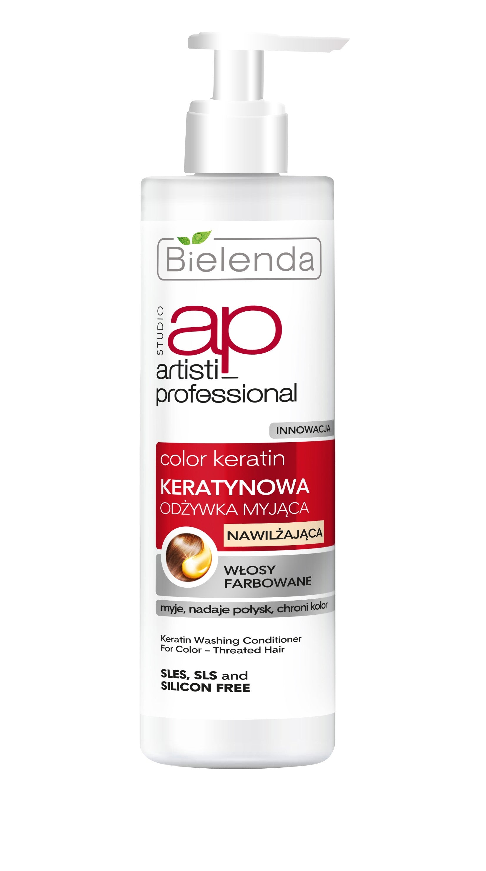 Bielenda ARTISTI PROFESSIONAL COLOR KERATIN - keratynowa odżywka MYJĄCA do włosów farbowanych, poj. 250 ml