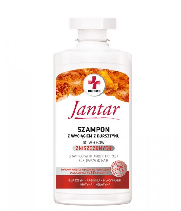 Jantar Medica - szampon z wyciągiem z bursztynu do włosów zniszczonych, poj. 330 ml