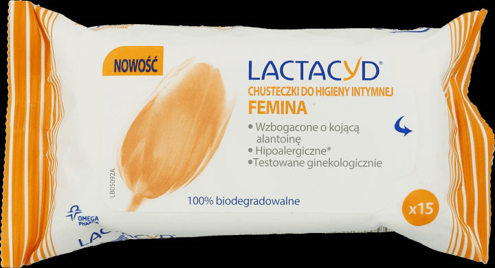 Lactacyd Femina - chusteczki do higieny intymnej, 15 szt.