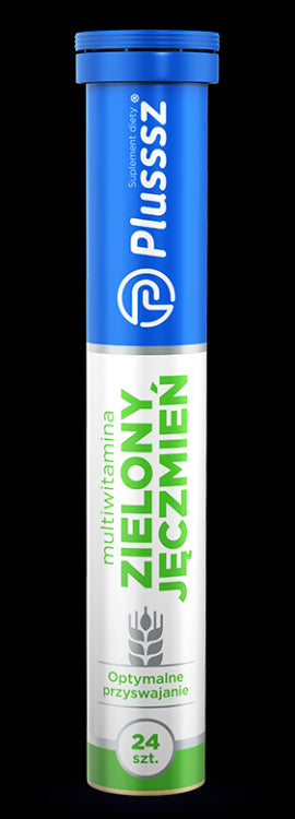 Plusssz - zielony jęczmień + multiwitamina, tabletki musujące, 24 szt