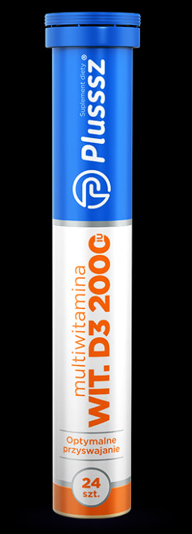 Plusssz - Wit. D3 2000 IU + multiwitamina, tabletki musujące, 24 szt.