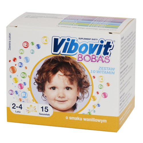 Vibovit Bobas - suplement witaminowy o smaku waniliowym, poj. 2 g x 15 saszetek