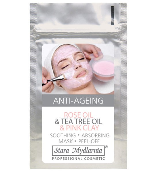 Rose Oil & Tea Tree Oil & Pink Clay - kojąca maska i peeling do twarzy, poj. 25 g