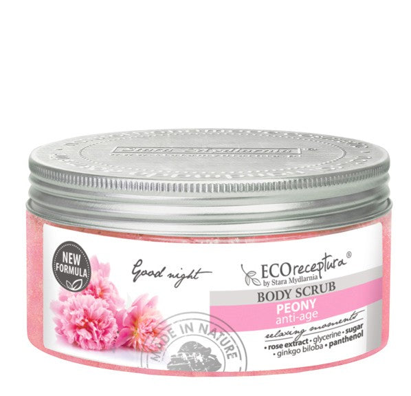 Eco receptura Peony - cukrowy peeling do ciała, poj. 300 ml
