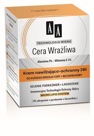 AA Age Technology Sensitive Skin - 24h moisturizing and protecting cream, 50 ml capacity